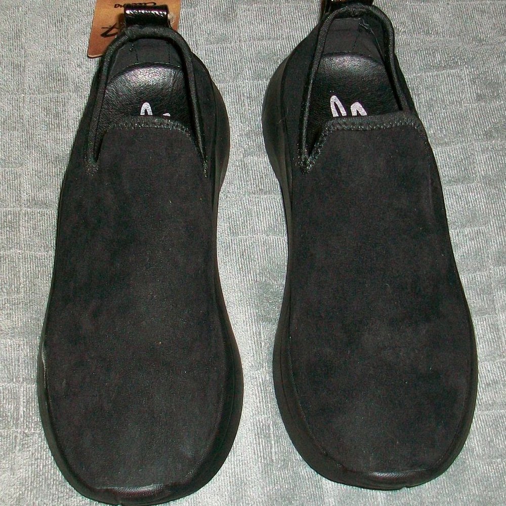 Seven 7 Electra Waterproof Sneakers Shoes Black Faux Suede Slip On New